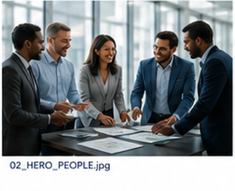 Professionals sharing ideas around a table